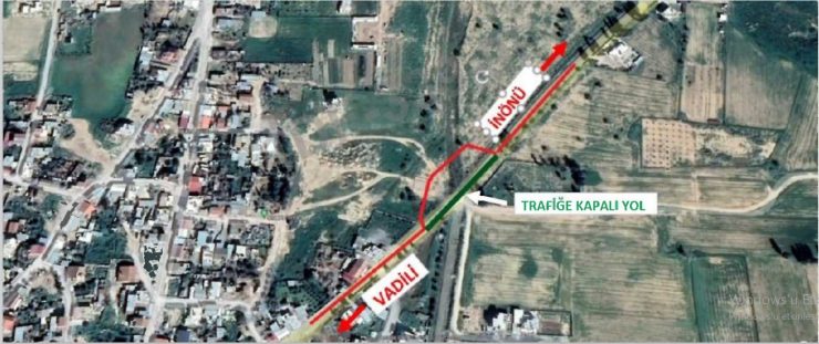 Vadili-İnönü köyleri arasındaki yol güzergahı 32 gün boyunca trafik akışına kapatılacak