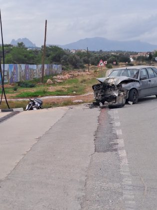 Girne Tatlısu anayolunda bir motosiklet ile araba çarpıştı… Motosiklet sürücüsü ağır yaralı…