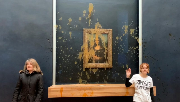 Paris’te Louvre Müzesi’nde gerçekleşen protesto: Mona Lisa’ya çorba saldırısı!